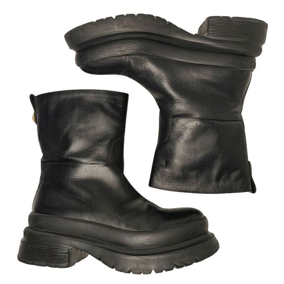 Valentino Garavani Leather Rockstud Platform Biker Boots EU 40 US 10 Black - Picture 4 of 12
